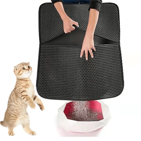 Tapis de litière pour animaux de compagnie, nettoyage facile, imperméable, lavable, EVA, Double couche, pour chat