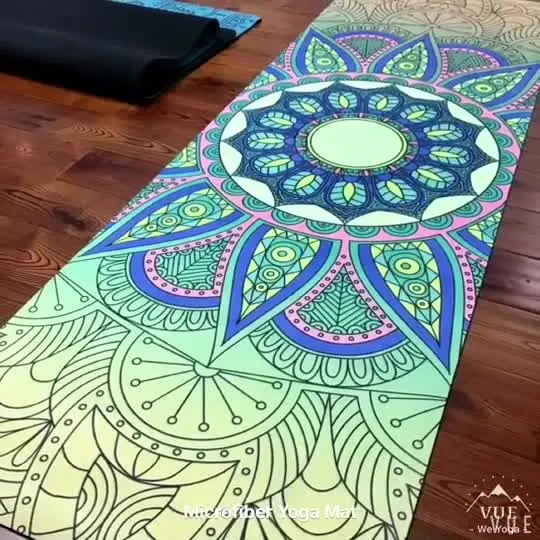 Tapis de yoga en daim végétalien avec impression UV Mandala personnalisé pour salle de sport antidérapant avec logo